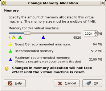 Changing the memory allocation