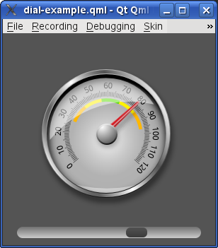 "QML Dial example with Slider"